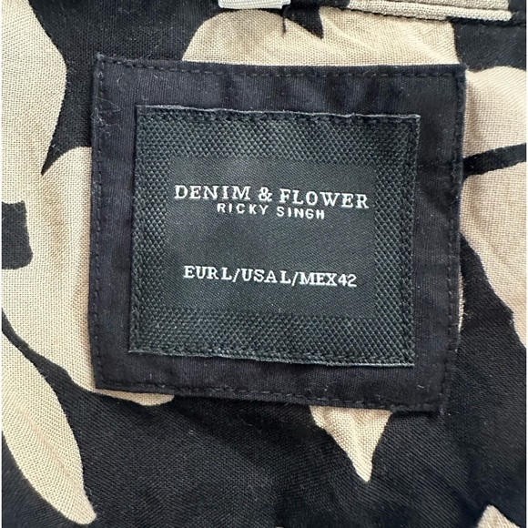 Denim & Flower Ricky Singh‎ Floral Print Short Sleeve Button Up Shirt Size Large - Picture 3 of 5